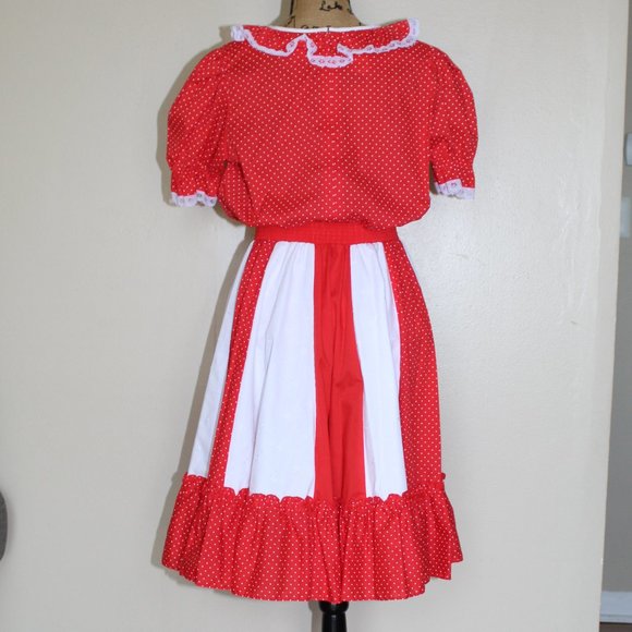 Vtg Partners Please Malco Modes Red White Square Dance Set Skirt Blouse M/L - Picture 2 of 10